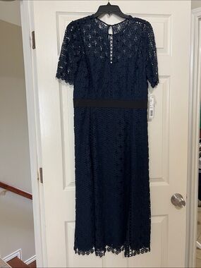 ANTONIO MELANI Navy Floral Lace Midi Dress